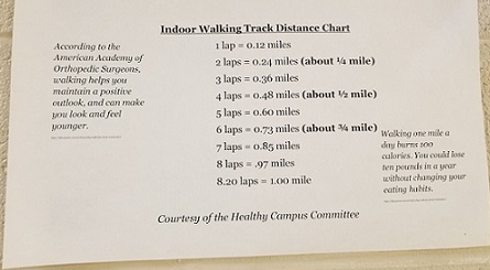 flyer on wall with distance for indoor walking